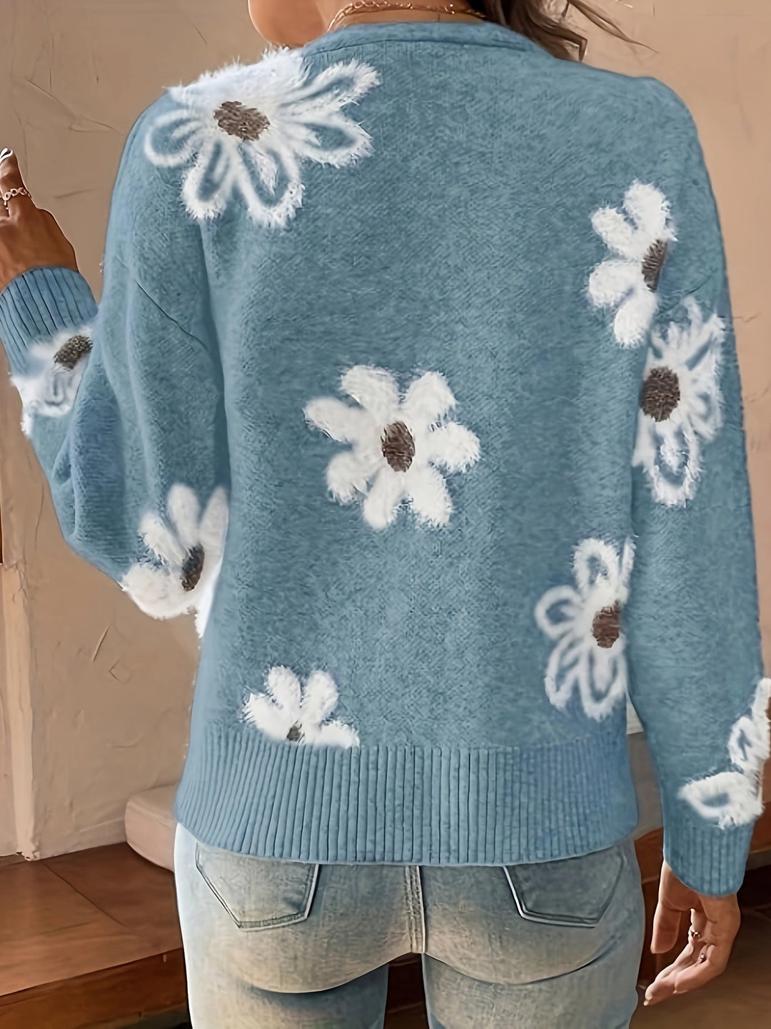 Clotilde | Cardigan en Maille avec Motif Floral