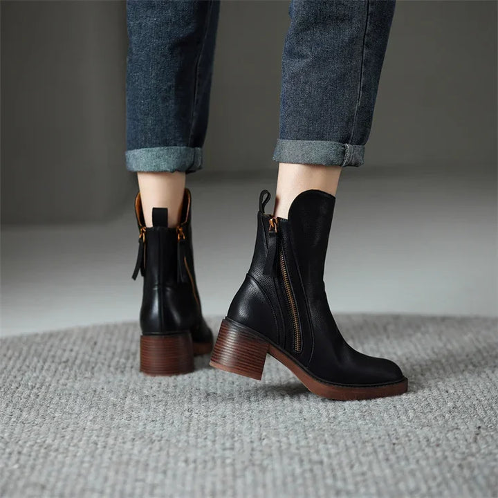 Hélène | Bottines en cuir avec zip